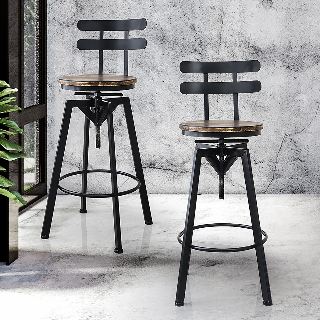 Levede 2x Bar Stool Industrial Adjustable - Image 9
